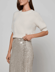 L’AGENCE Guinevere Short Sleeve Crop Sweater in Vintage White side