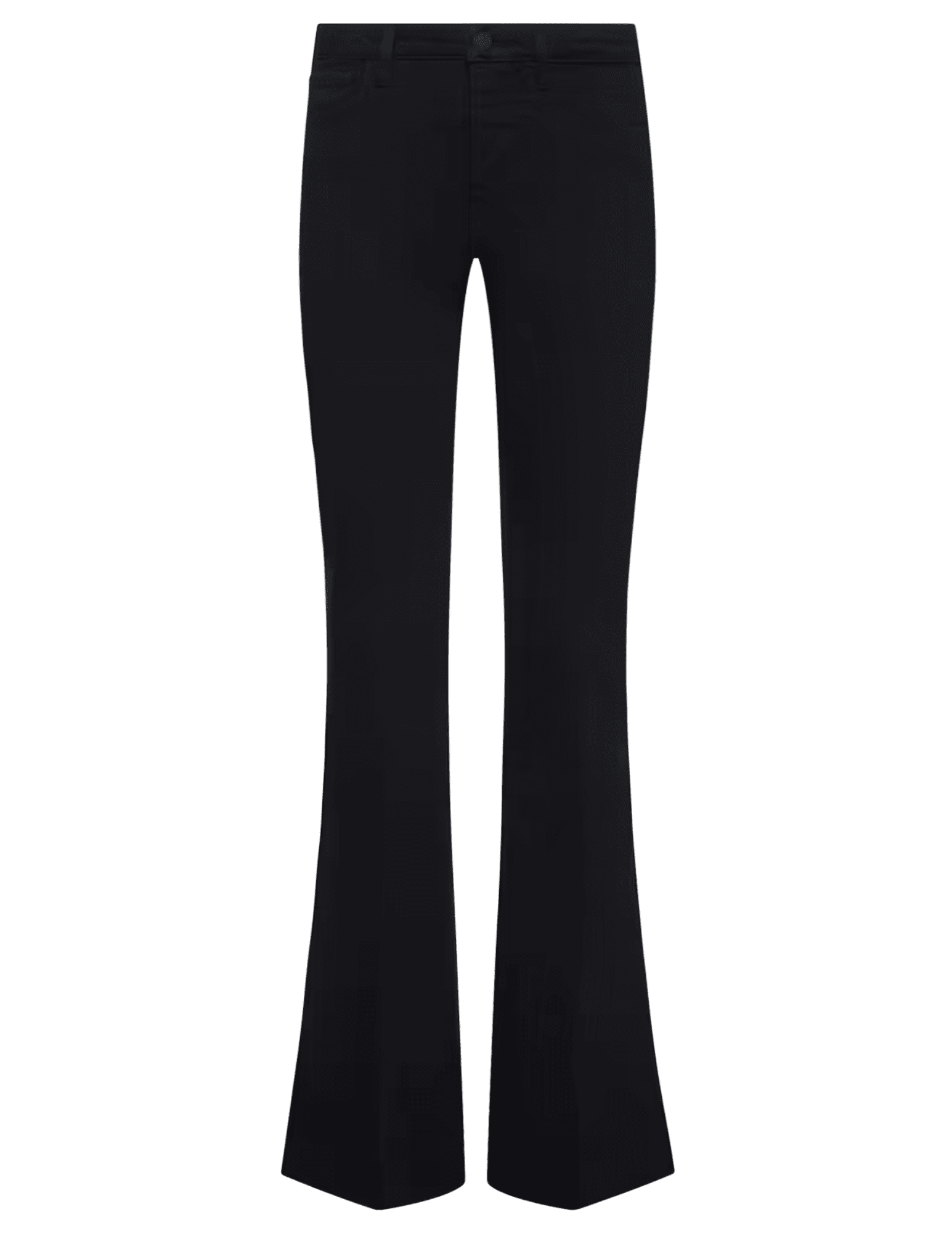 L'AGENCE Her Story Flare Jeans in Saturated Black featuring a low-rise waist and dramatic bell-bottom silhouette