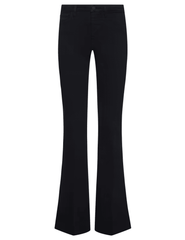 L'AGENCE Her Story Flare Jeans in Saturated Black featuring a low-rise waist and dramatic bell-bottom silhouette
