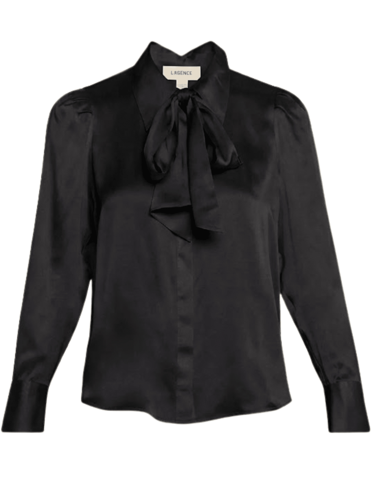 L’AGENCE Honey tie neck silk blouse in black