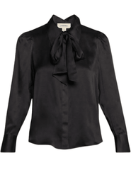 L’AGENCE Honey tie neck silk blouse in black