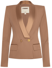 L’AGENCE Imogen satin lapel blazer in cinnamon swirl front view