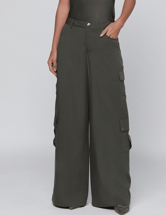 Front view of L'AGENCE Isolde Cargo Pants Ash Olive