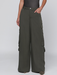 Front view of L'AGENCE Isolde Cargo Pants Ash Olive