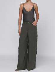 Full body view of L'AGENCE Isolde Cargo Pants Ash Olive