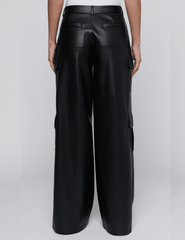 L’AGENCE Isolde Vegan Leather Cargo Pants in Black back view