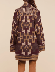 Back view of L’AGENCE Jair Jacquard Fringe Cardigan 