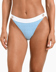 Front view of L’AGENCE Jean Bikini Bottom showing high-leg moderate coverage