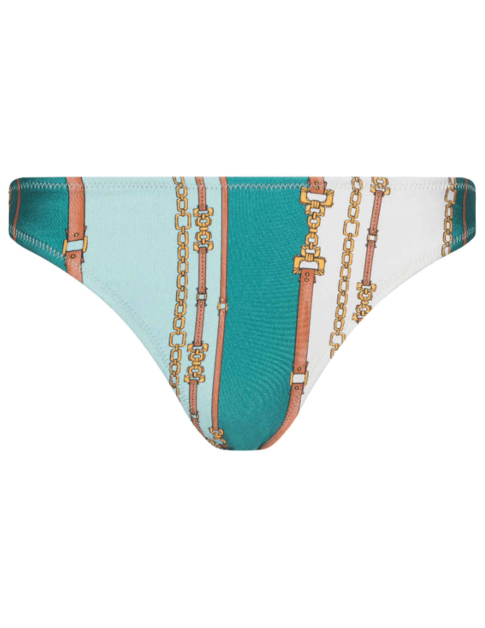 L’AGENCE Jean High Leg Bikini Bottom in Light Sage Belt Stripe