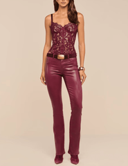 Full body view of L’AGENCE Jenny Lace Bustier in Deep Sangria