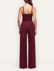 Back view of L'AGENCE Jessa Deep Port jumpsuit showing slim straps and tailored fit