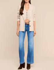 L'AGENCE Jianna Herringbone Cropped Vest Cappuccino Ivory Tweed with amelie blazer