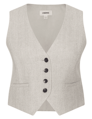 L'AGENCE Jianna Herringbone Cropped Vest Cappuccino Ivory Tweed