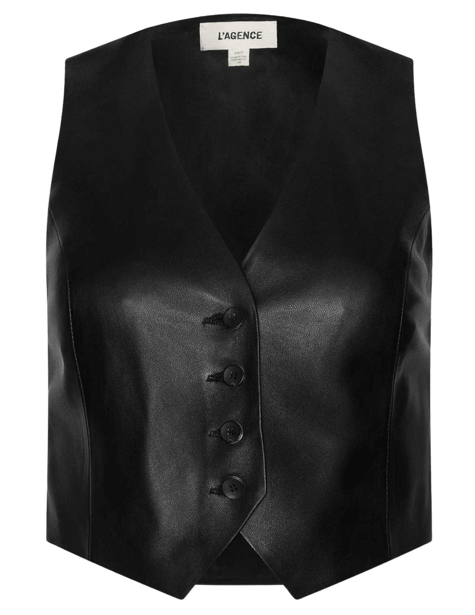 L’AGENCE Jianna Leather Cropped Vest in Black