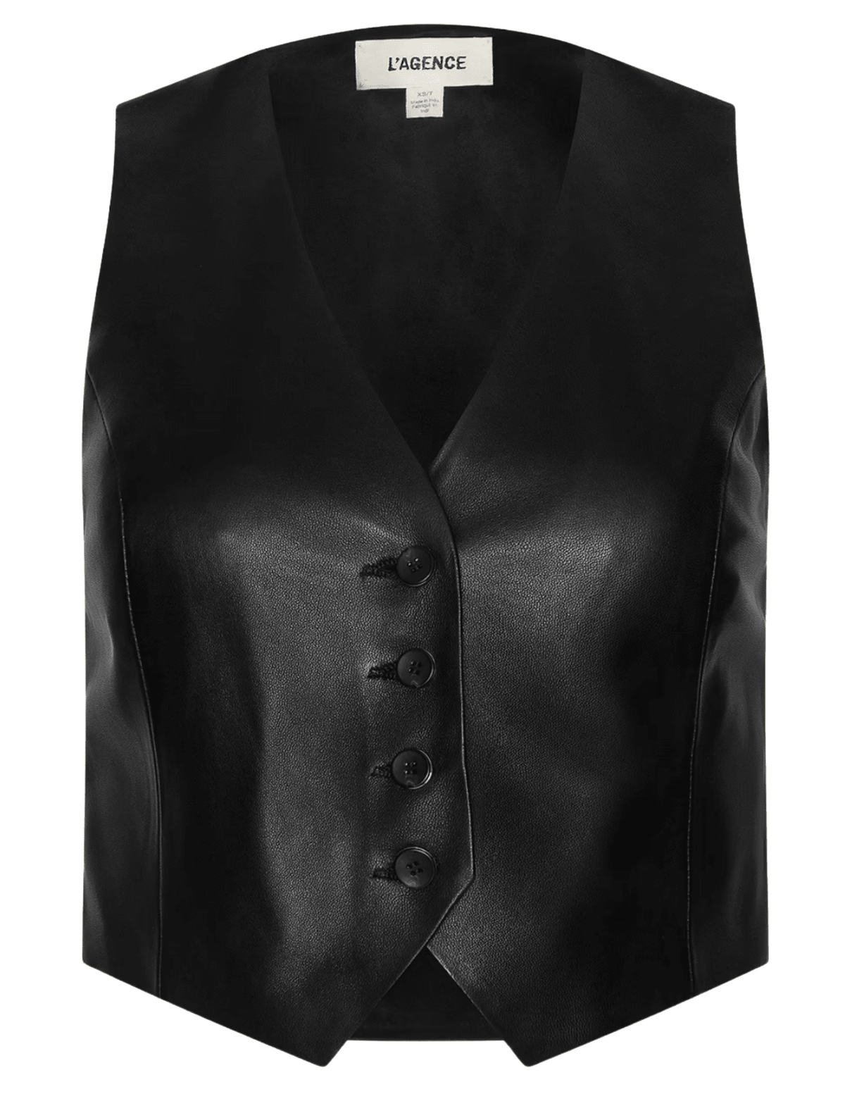 L’AGENCE Jianna Leather Cropped Vest in Black