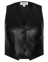 L’AGENCE Jianna Leather Cropped Vest in Black