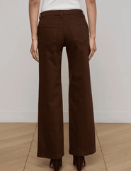L’AGENCE Joanne low rise wide leg jeans in brown denim back view
