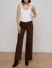 L’AGENCE Joanne low rise wide leg jeans in brown denim