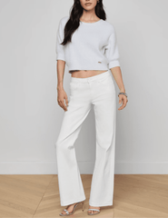 Styled L'Agence Joanne white low rise wide leg jeans with guinevere 