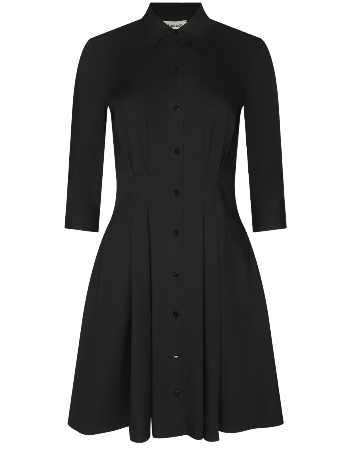 L'AGENCE Journi Pintuck Shirt Dress Black