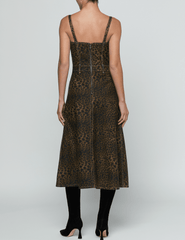 BAck view of L’AGENCE Jovie Denim Midi Dress in Zephyr