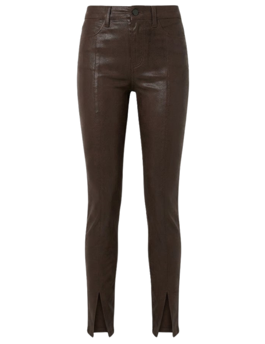 L’AGENCE Jyothi Coated Split Hem Jeans in Dark Java