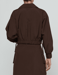 Back view of L'AGENCE Kade Cropped Windbreaker Jacket Dark Java