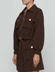 Sie view of L'AGENCE Kade Cropped Windbreaker Jacket Dark Java