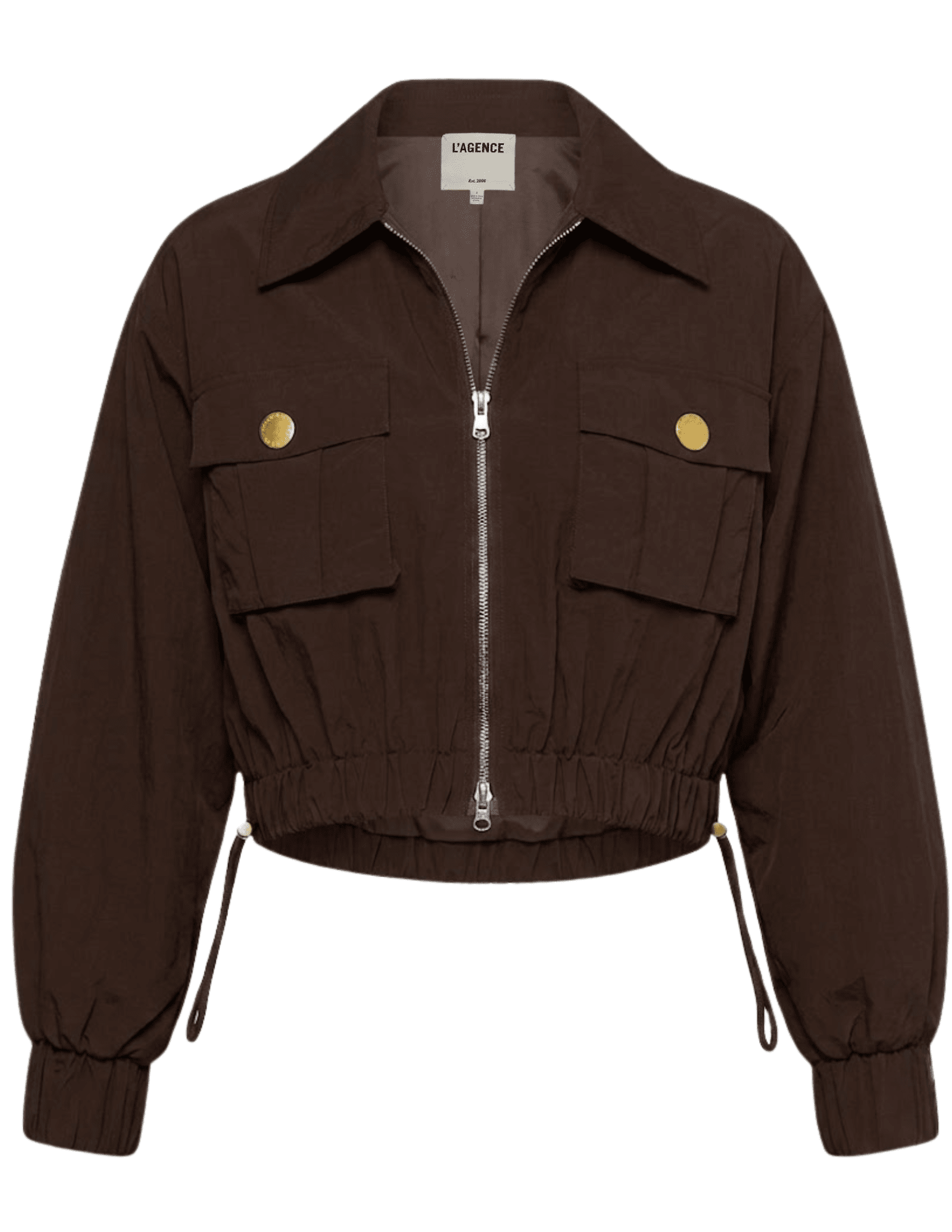 L'AGENCE Kade Cropped Windbreaker Jacket Dark Java