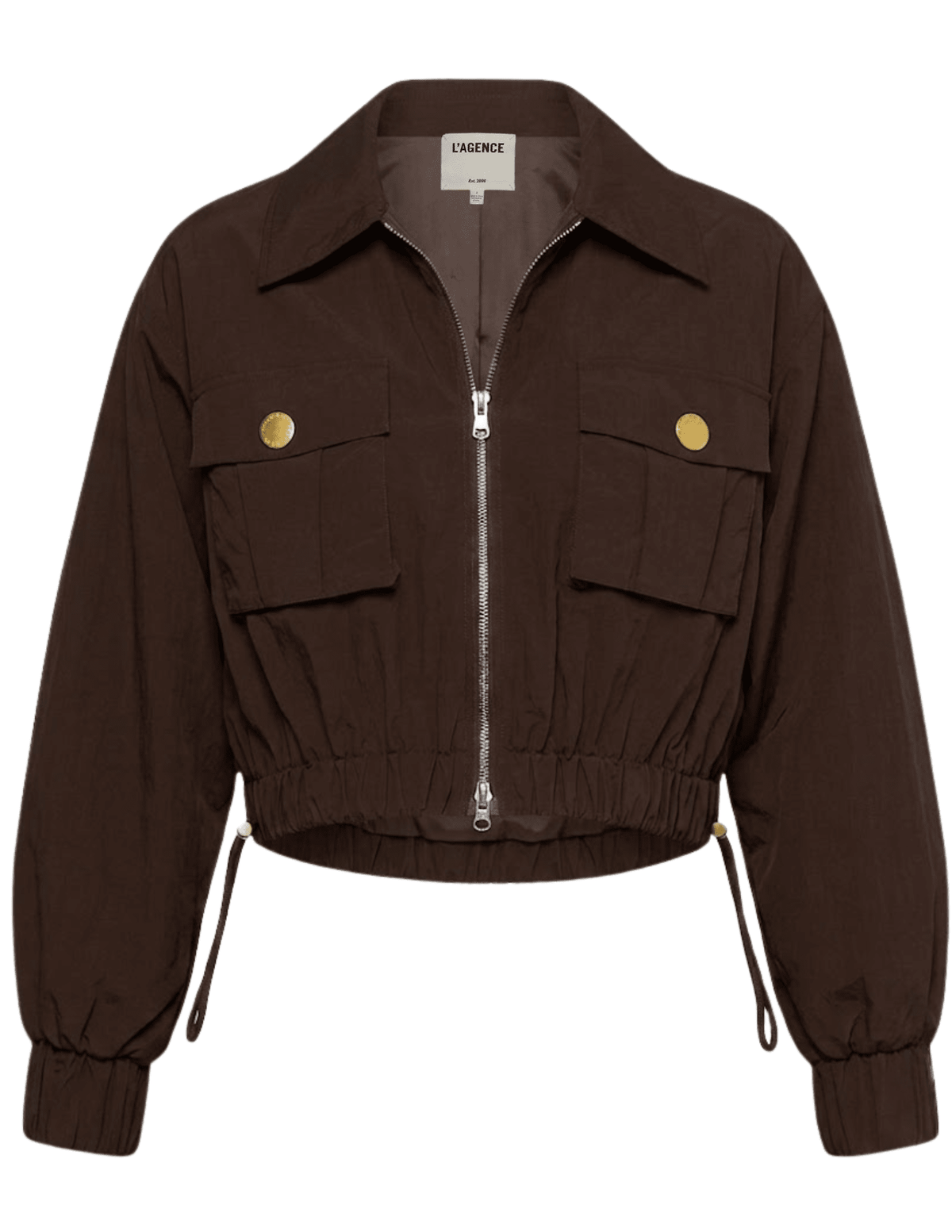 L'AGENCE Kade Cropped Windbreaker Jacket Dark Java