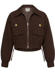 L'AGENCE Kade Cropped Windbreaker Jacket Dark Java