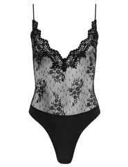 LAGENCE Kaelith sheer lace bodysuit in black 