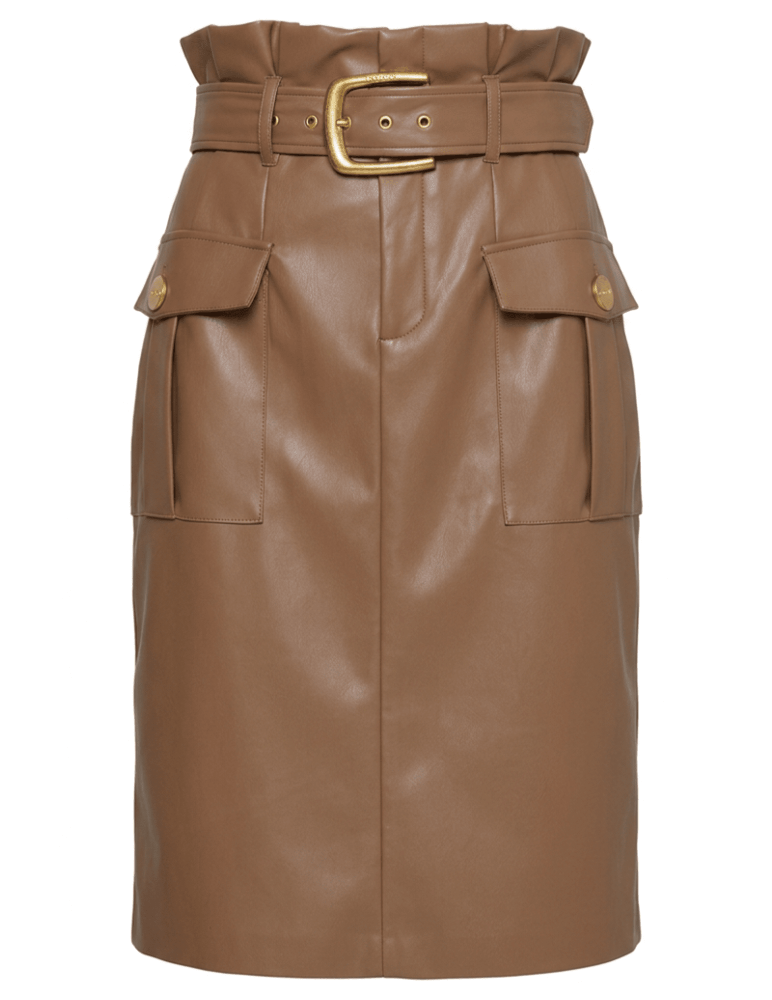 L’AGENCE Kaellis Vegan Leather Pencil Skirt in Soft Cognac
