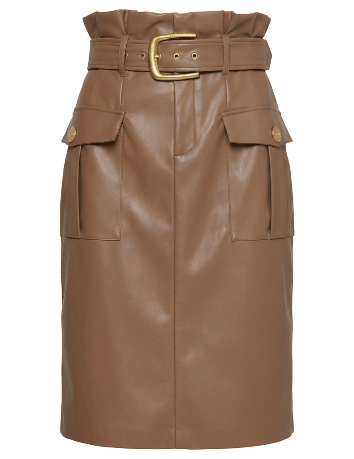 L’AGENCE Kaellis Vegan Leather Pencil Skirt in Soft Cognac