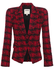 L’AGENCE Kaisley Tweed Blazer in bold red and black tweed.
