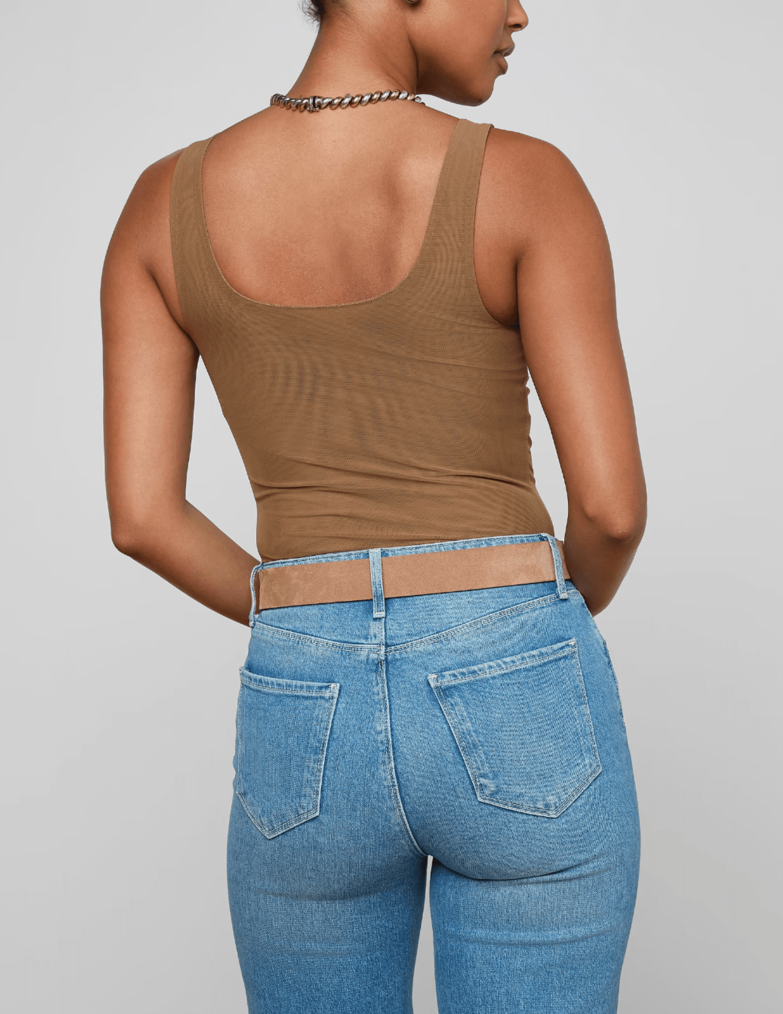 Back view of L’AGENCE Kalea scoop back mesh bodysuit
