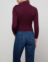 L’AGENCE Kamdyn Snap Button Mock Neck Sweater in Dark Port Gold back view