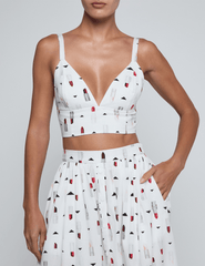 Front view of L'AGENCE Kaori bralette with smocked panel