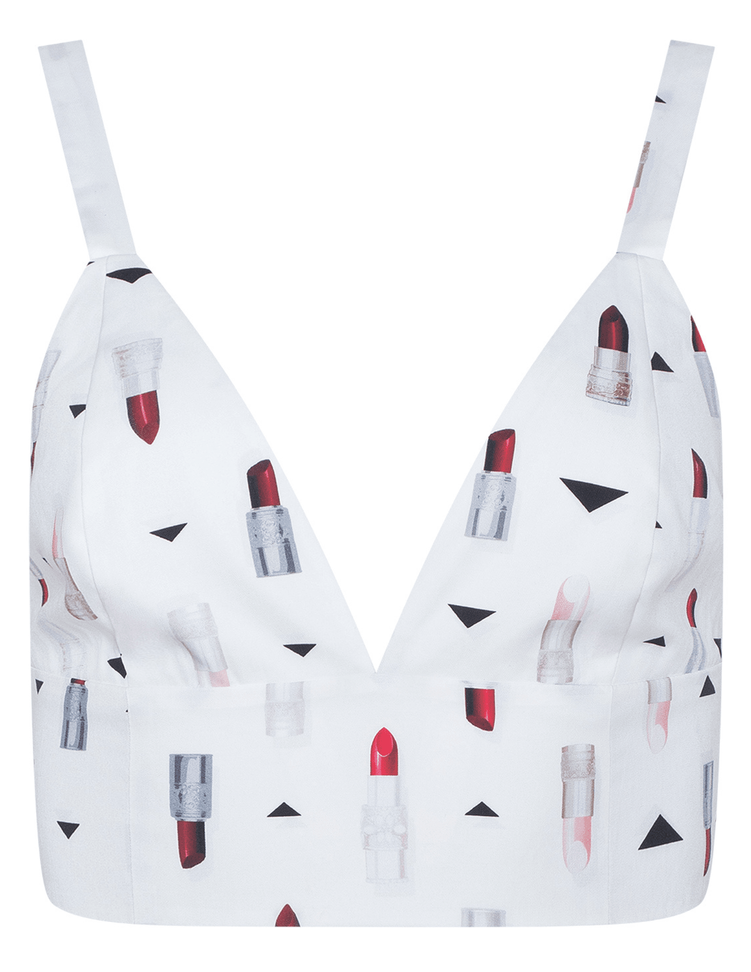 L'AGENCE Kaori bralette in ivory lipstick print front view