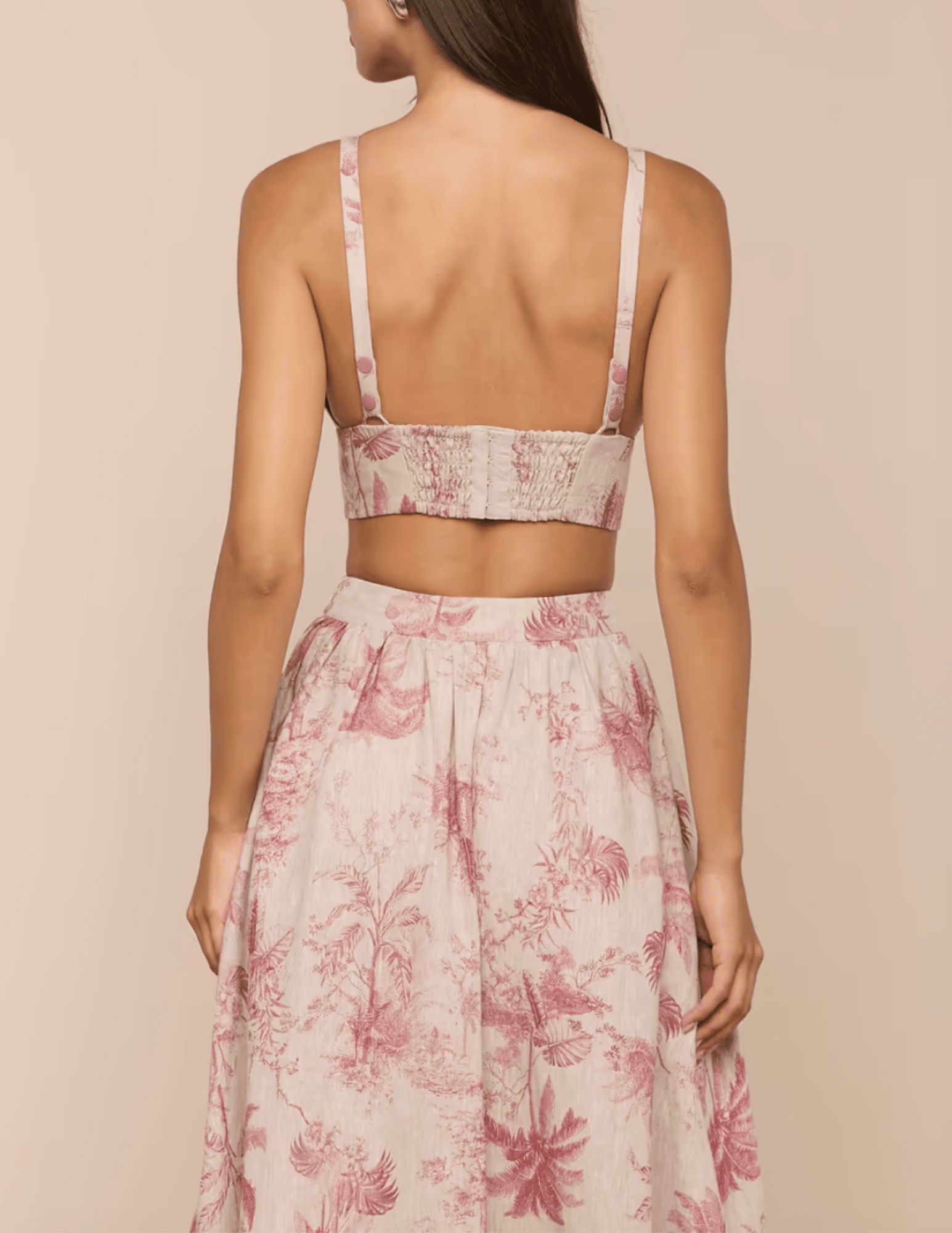 L'AGENCE Kaori Bralette in Tan Multi Textured Jungle Toile back view