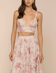 L'AGENCE Kaori Bralette in Tan Multi Textured Jungle Toile front view