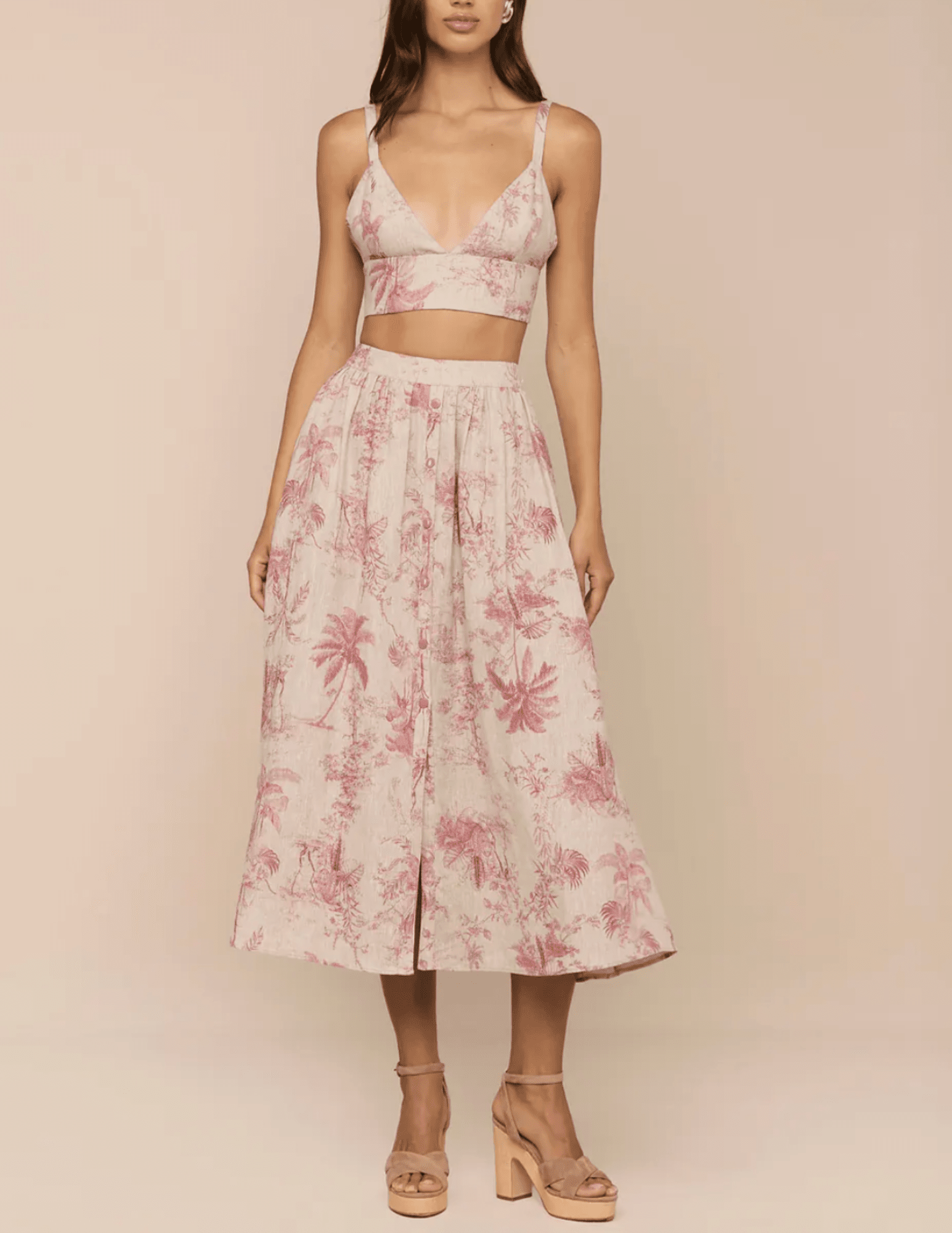 L'AGENCE Kaori Bralette in Tan Multi Textured Jungle Toile full body