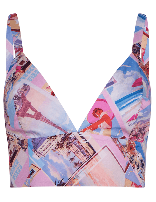 LAgence Kaori bralette in light pink postcard print