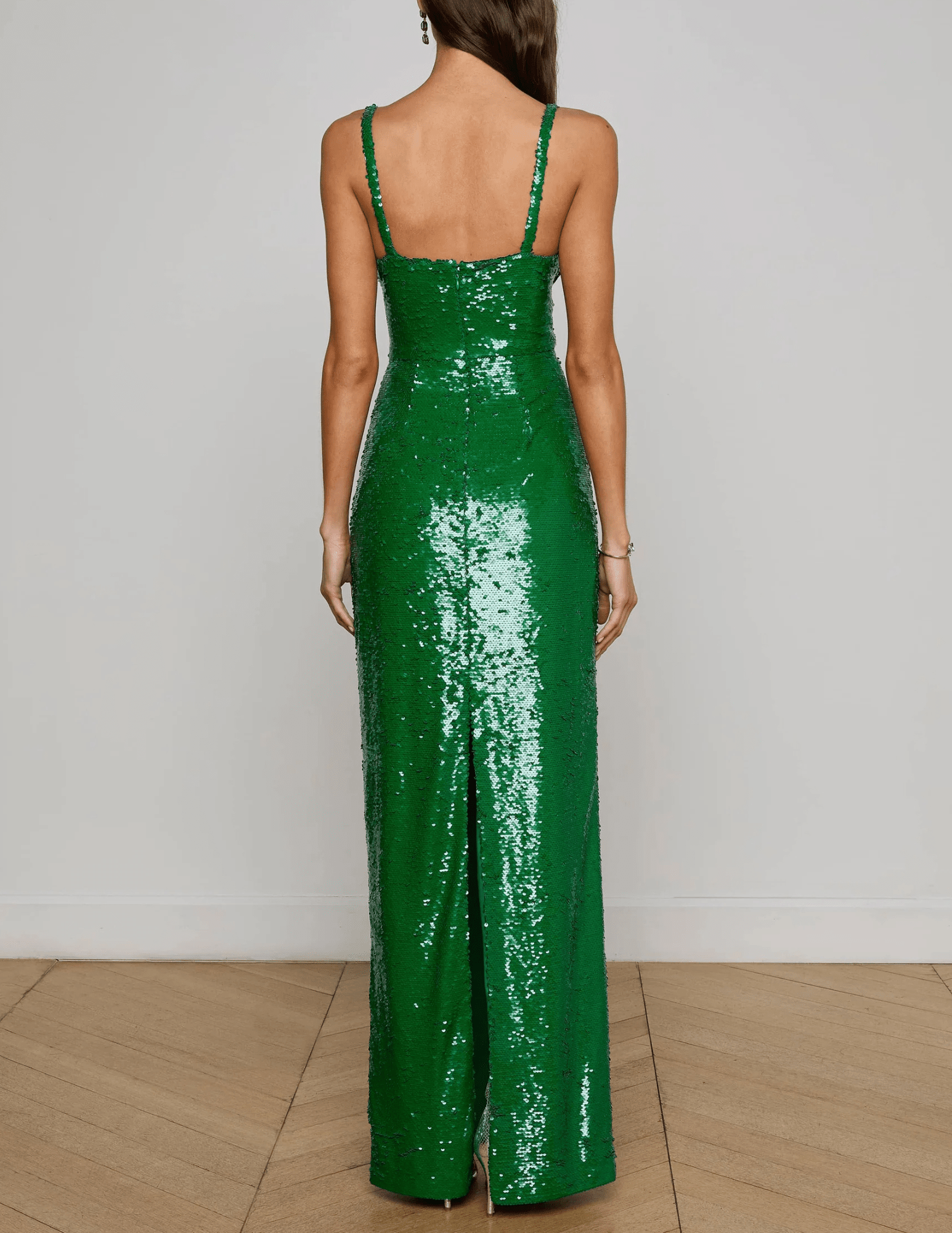 Back view of L’AGENCE Karma Maxi Dress in Green