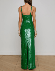 Back view of L’AGENCE Karma Maxi Dress in Green
