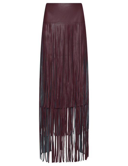 L’AGENCE Karoline Vegan Leather Fringe Maxi Skirt