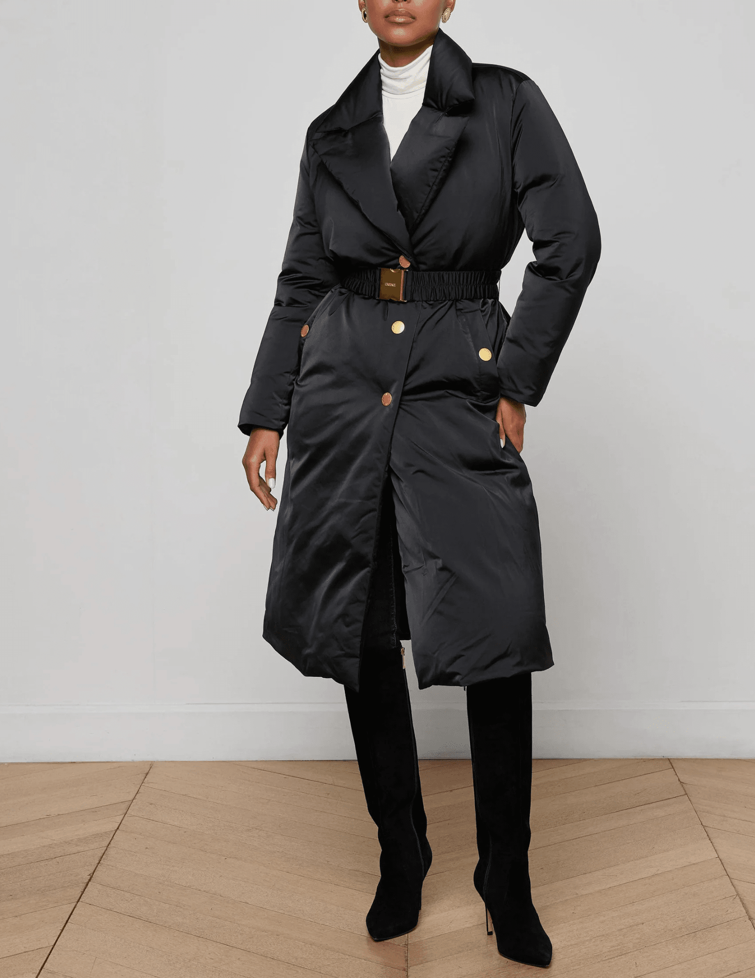 L’AGENCE Kataleya Black Puffer Coat front