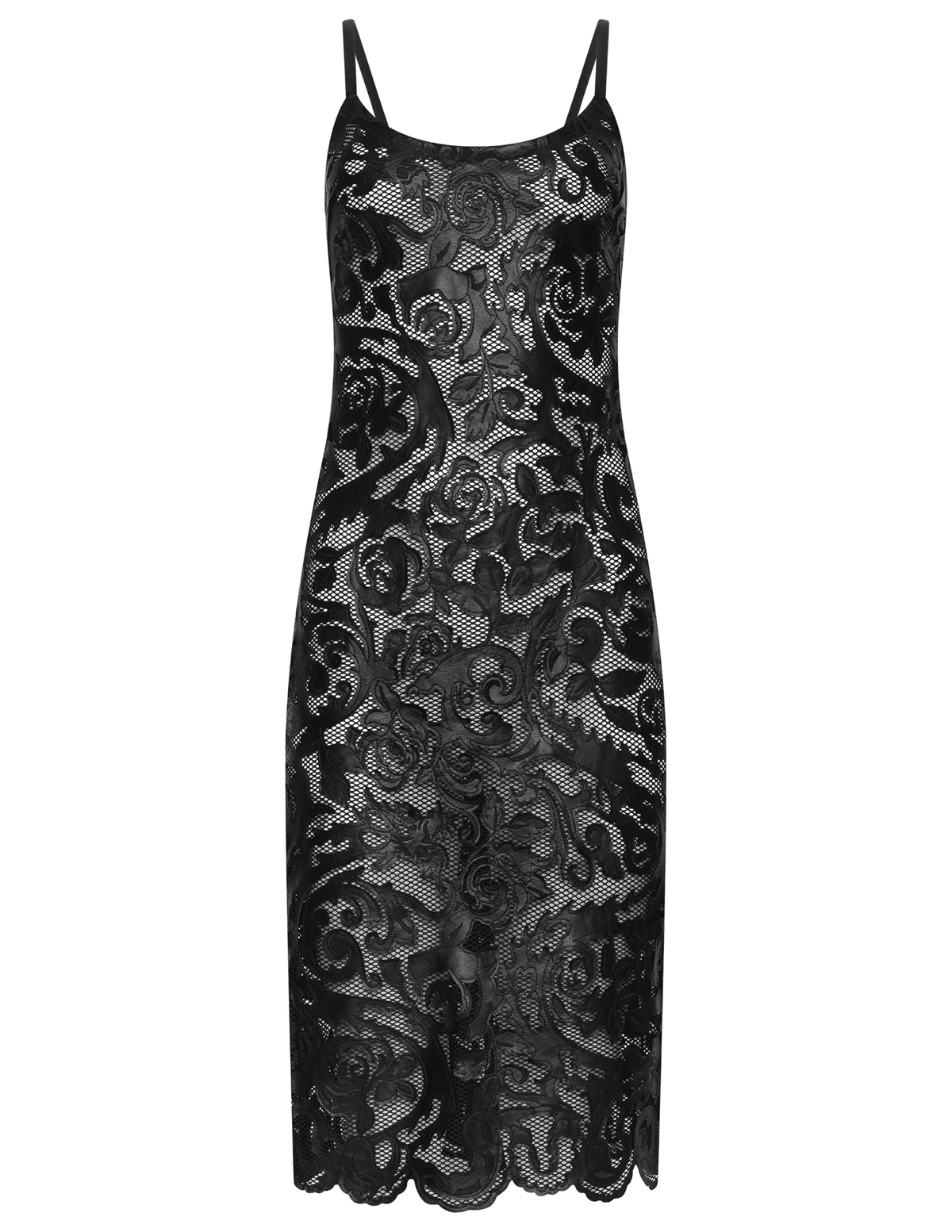 L’AGENCE Kazuko Laser-Cut Vegan Leather Midi Dress in black with floral cutouts.