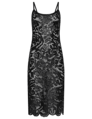L’AGENCE Kazuko Laser-Cut Vegan Leather Midi Dress in black with floral cutouts.