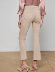 Back view of L’AGENCE Kendra High Rise Crop Flare Jean in Biscuit